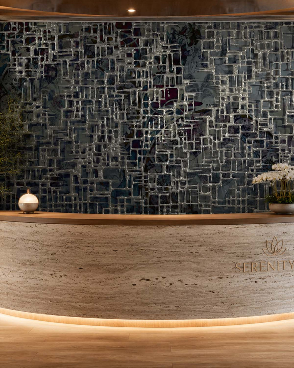 Titanium Grey Abstract 3D Web Mural M3020
