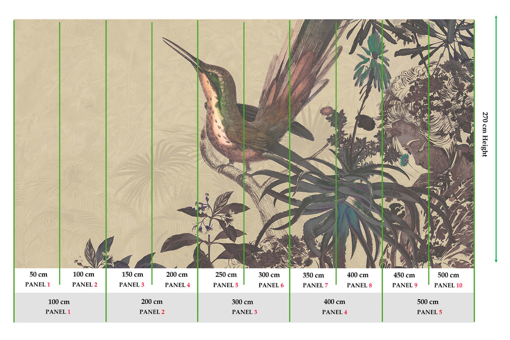 Stalactite Brown Exotic Hummingbird Mural M3021 - Sample