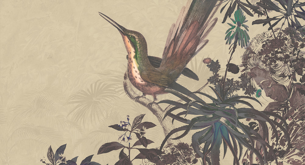 Stalactite Brown Exotic Hummingbird Mural M3021