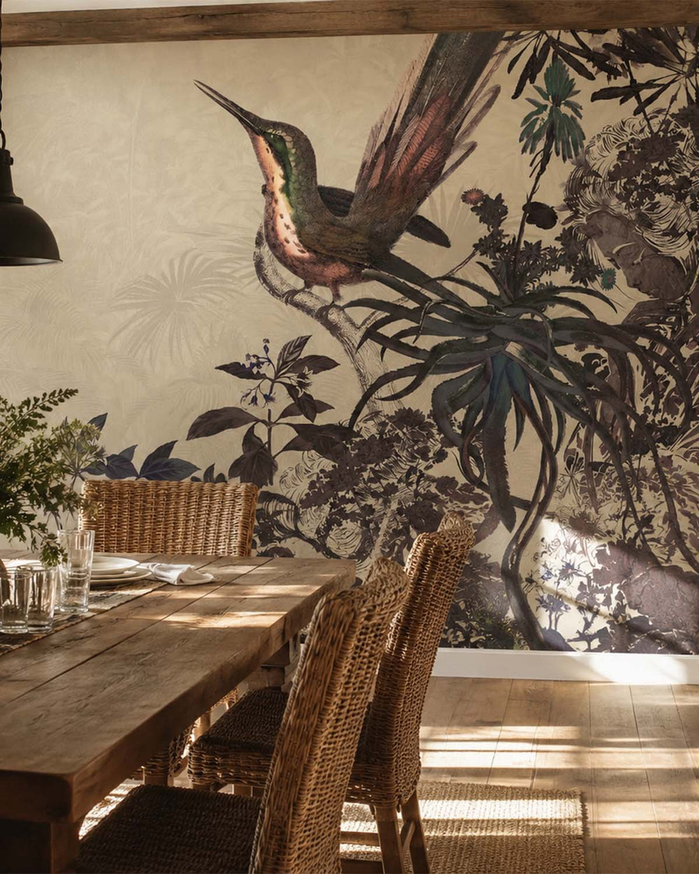 Stalactite Brown Exotic Hummingbird Mural M3021 - Sample