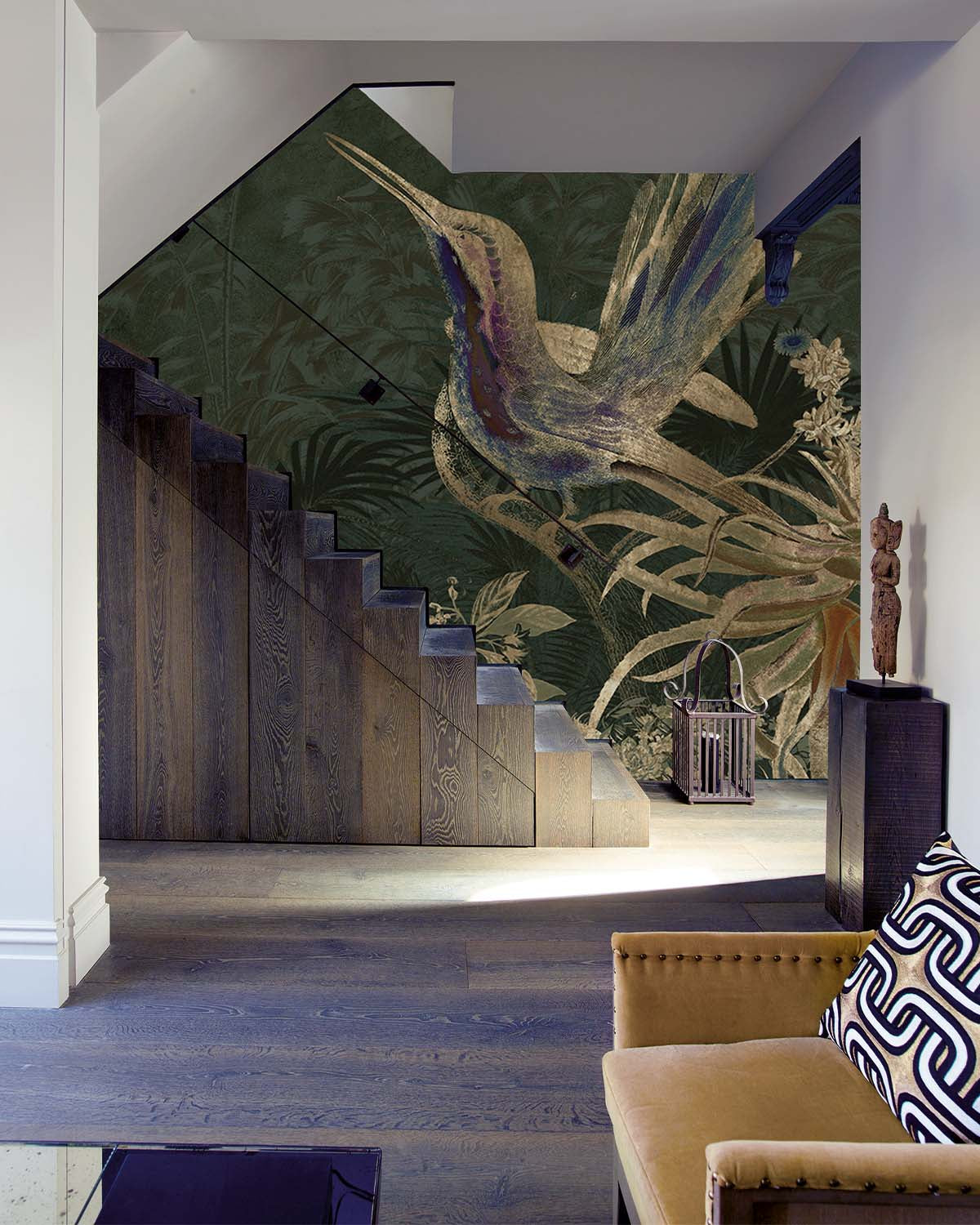 Pine Tree Exotic Hummingbird Mural M3022