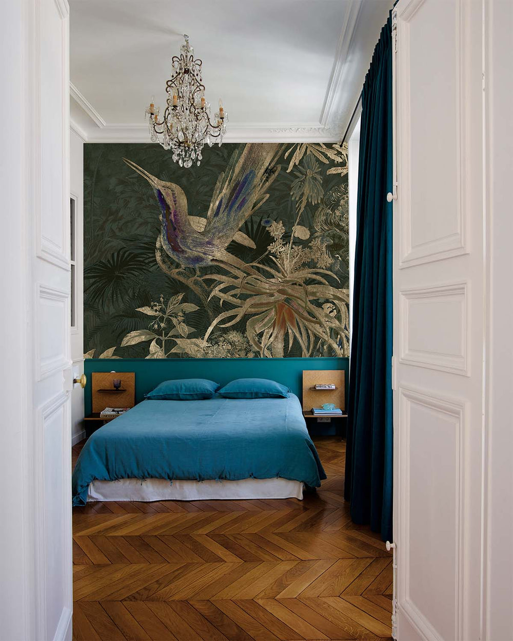 Pine Tree Exotic Hummingbird Mural M3022