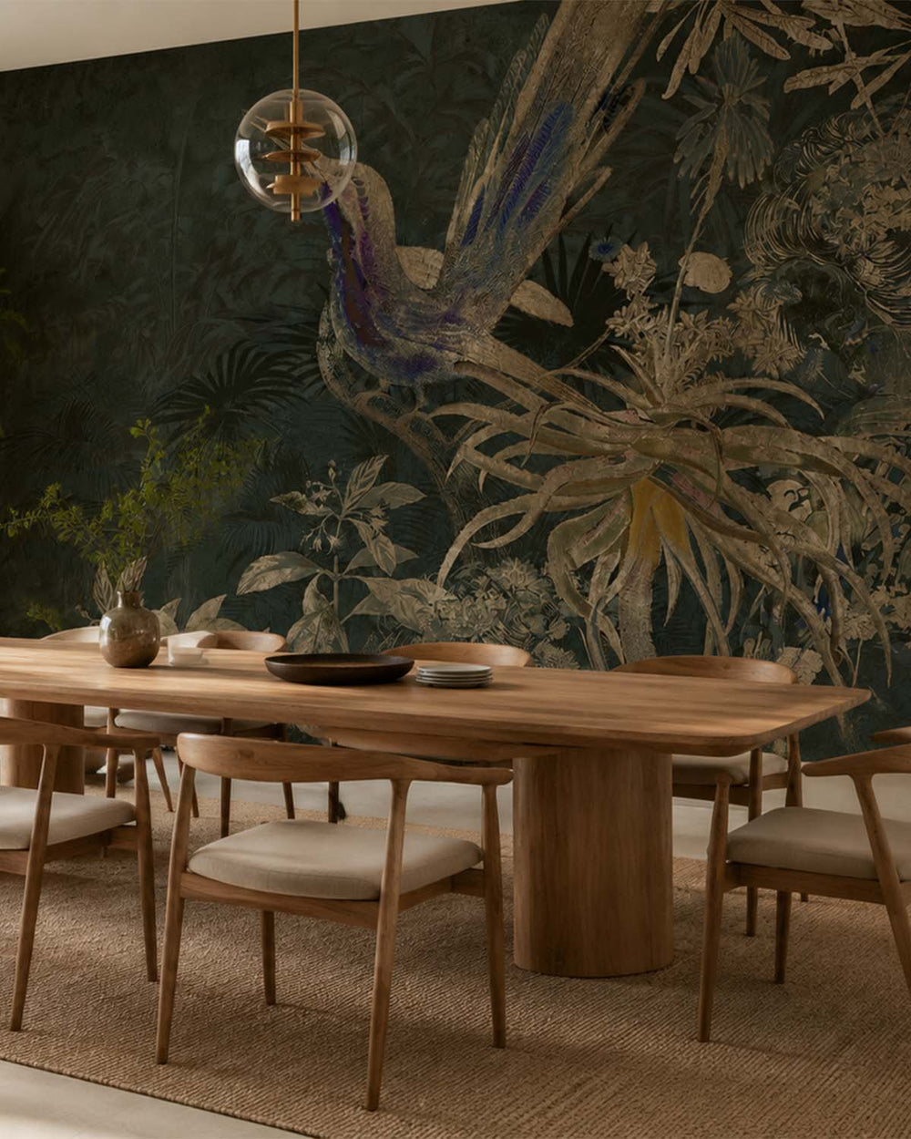 Pine Tree Exotic Hummingbird Mural M3022