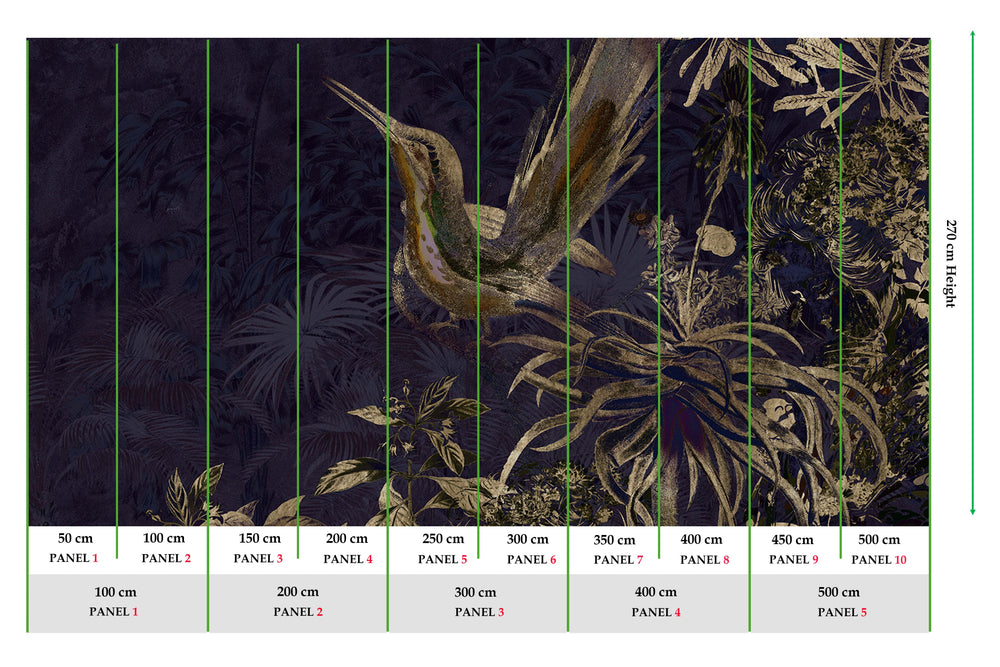 Corbeau Exotic Hummingbird Mural M3023