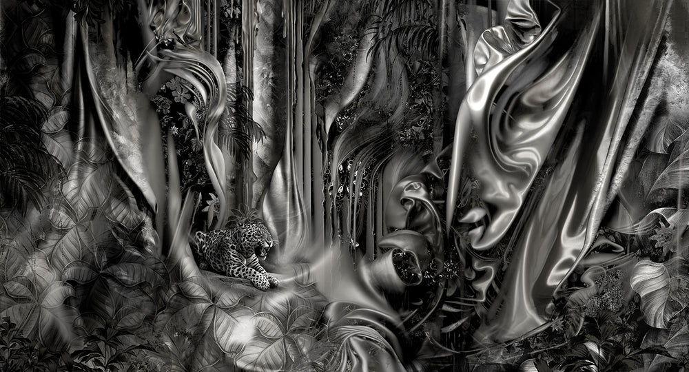 Grey Porcelain Silk Forest Mural M3026