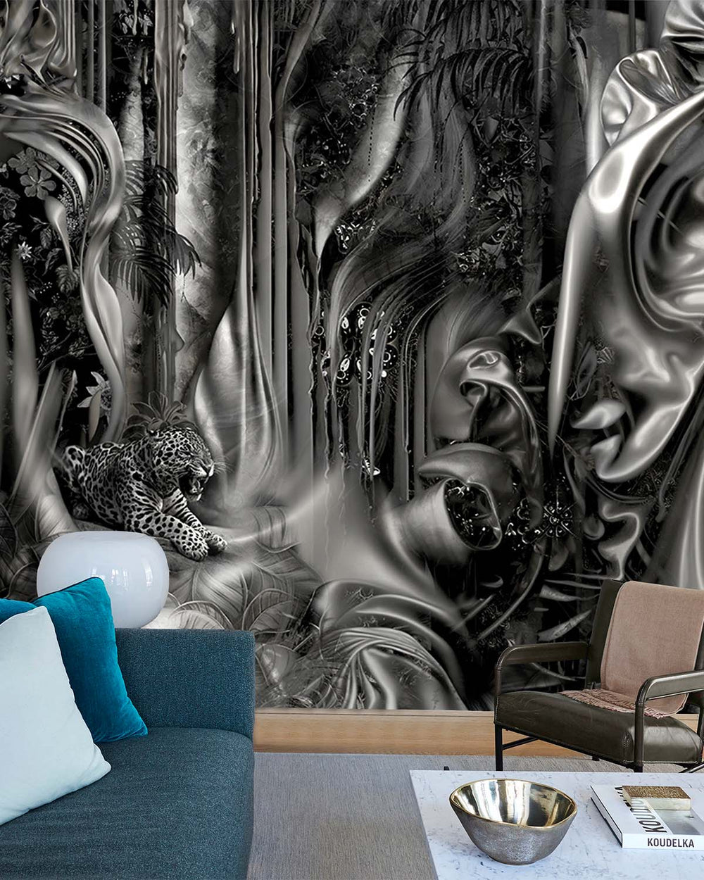 Grey Porcelain Silk Forest Mural M3026 - Sample