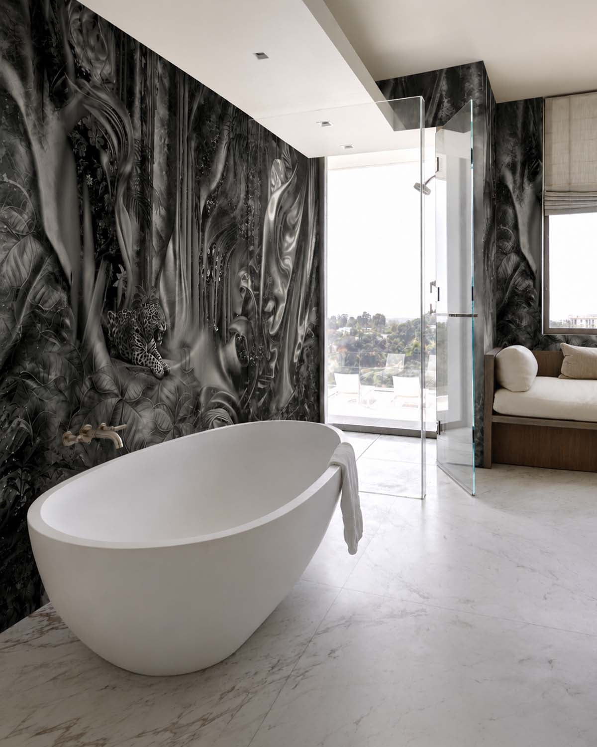 Grey Porcelain Silk Forest Mural M3026