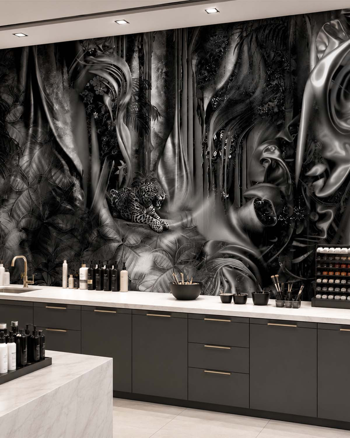 Grey Porcelain Silk Forest Mural M3026 - Sample