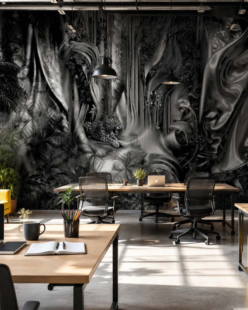 Grey Porcelain Silk Forest Mural M3026