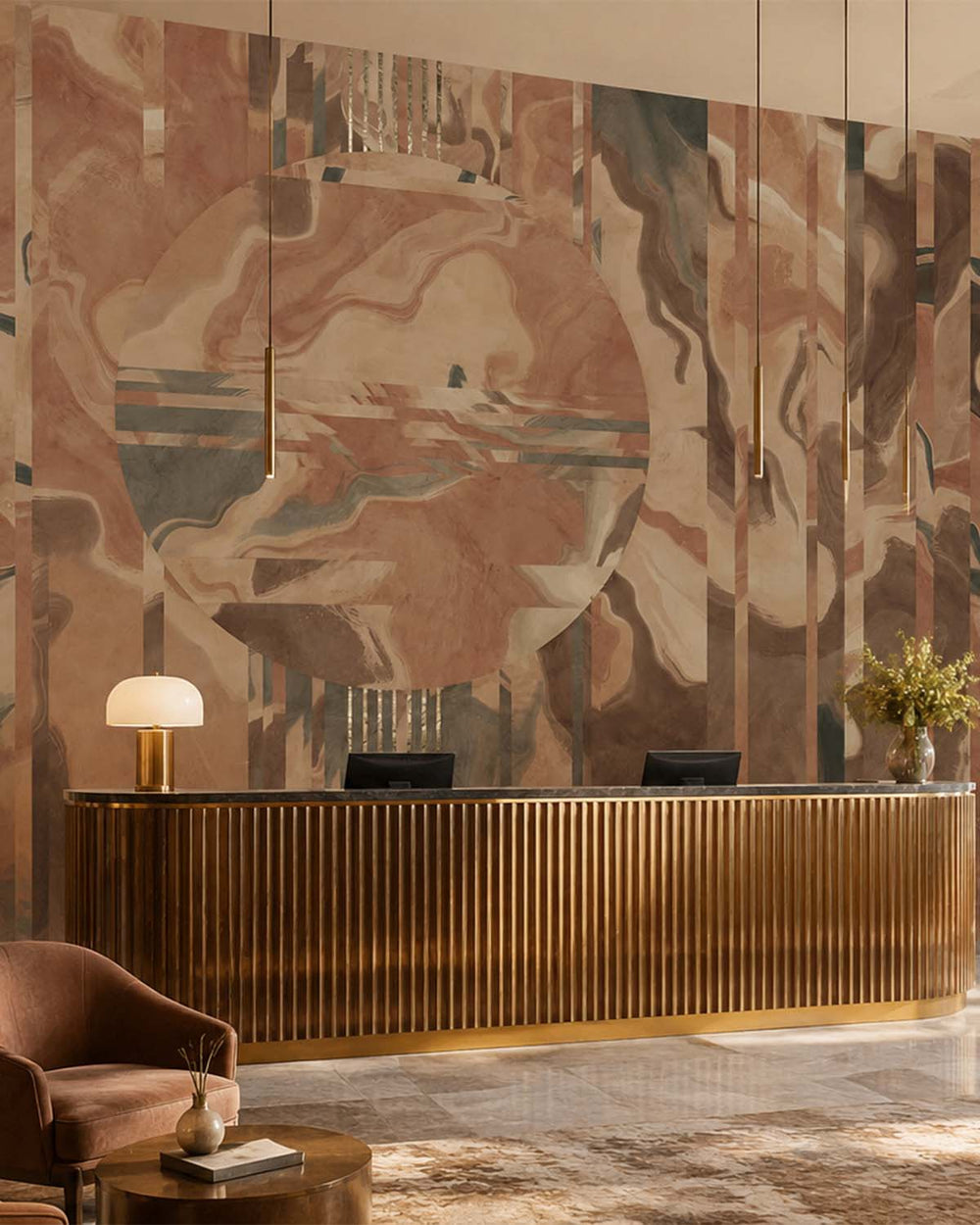 Mocha Mousse Below the Horizon Mural M3027