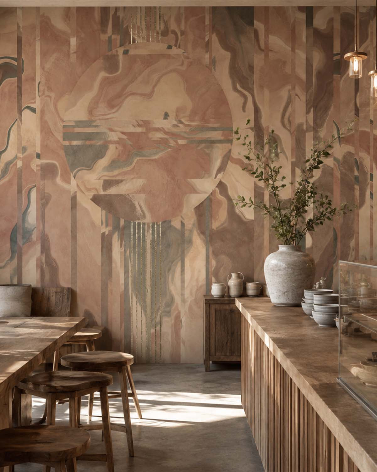 Mocha Mousse Below the Horizon Mural M3027 - Sample