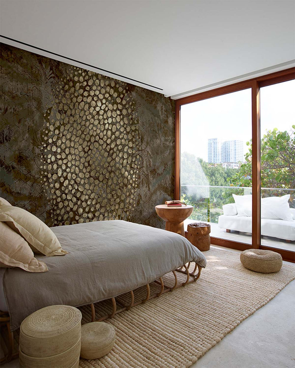 Sensaicha Brown Abstract Desert Oasis Mural M3030