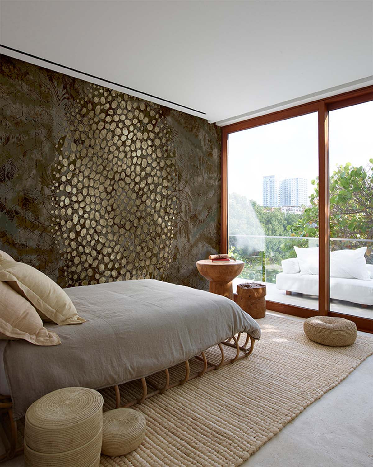 Sensaicha Brown Abstract Desert Oasis Mural M3030