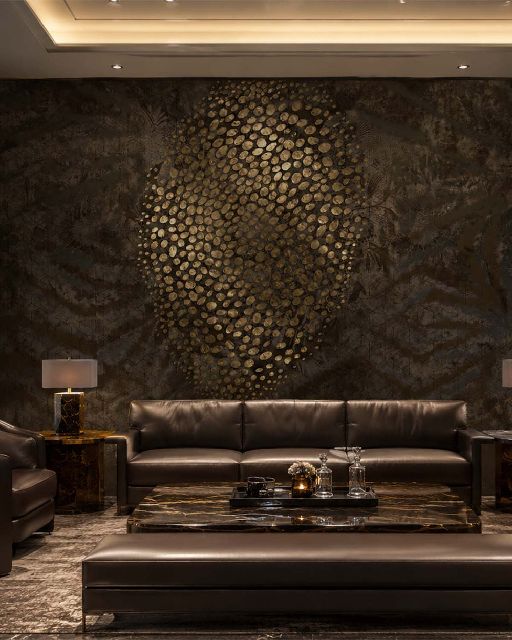 Sensaicha Brown Abstract Desert Oasis Mural M3030