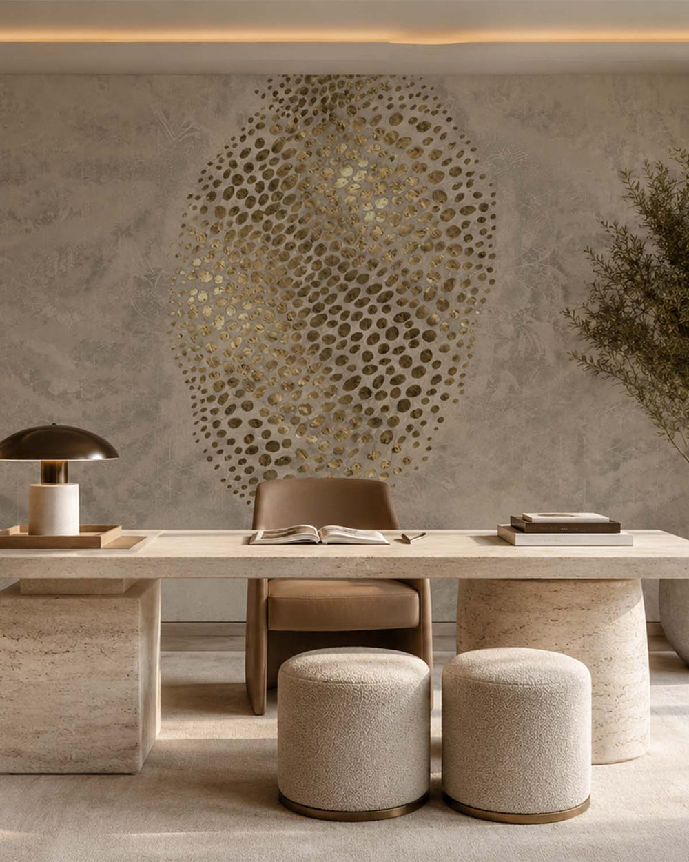 Stonehenge Greige Abstract Desert Oasis Mural M3031