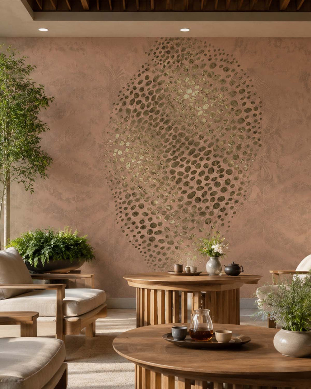 Charleston Chocolate Abstract Desert Oasis Mural M3032