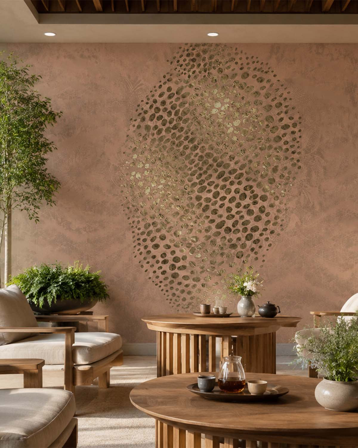 Charleston Chocolate Abstract Desert Oasis Mural M3032 - Sample