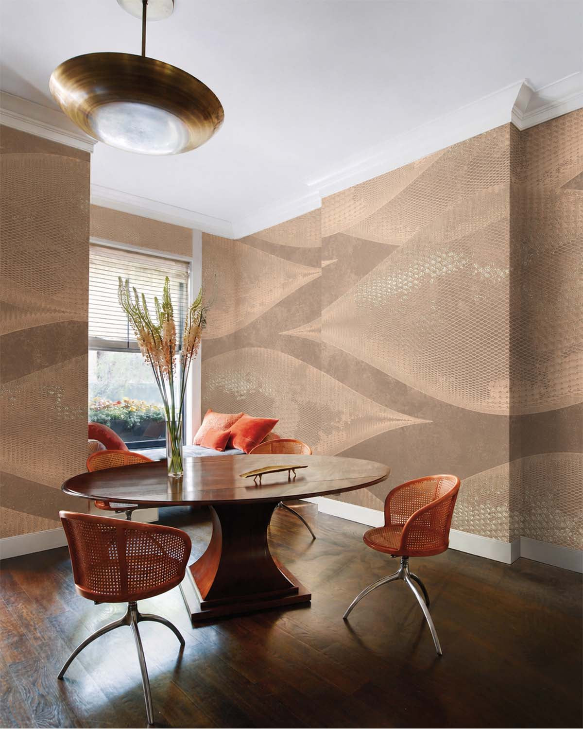 Sorrell Brown Abstract Overlapping Pods Mural M3037
