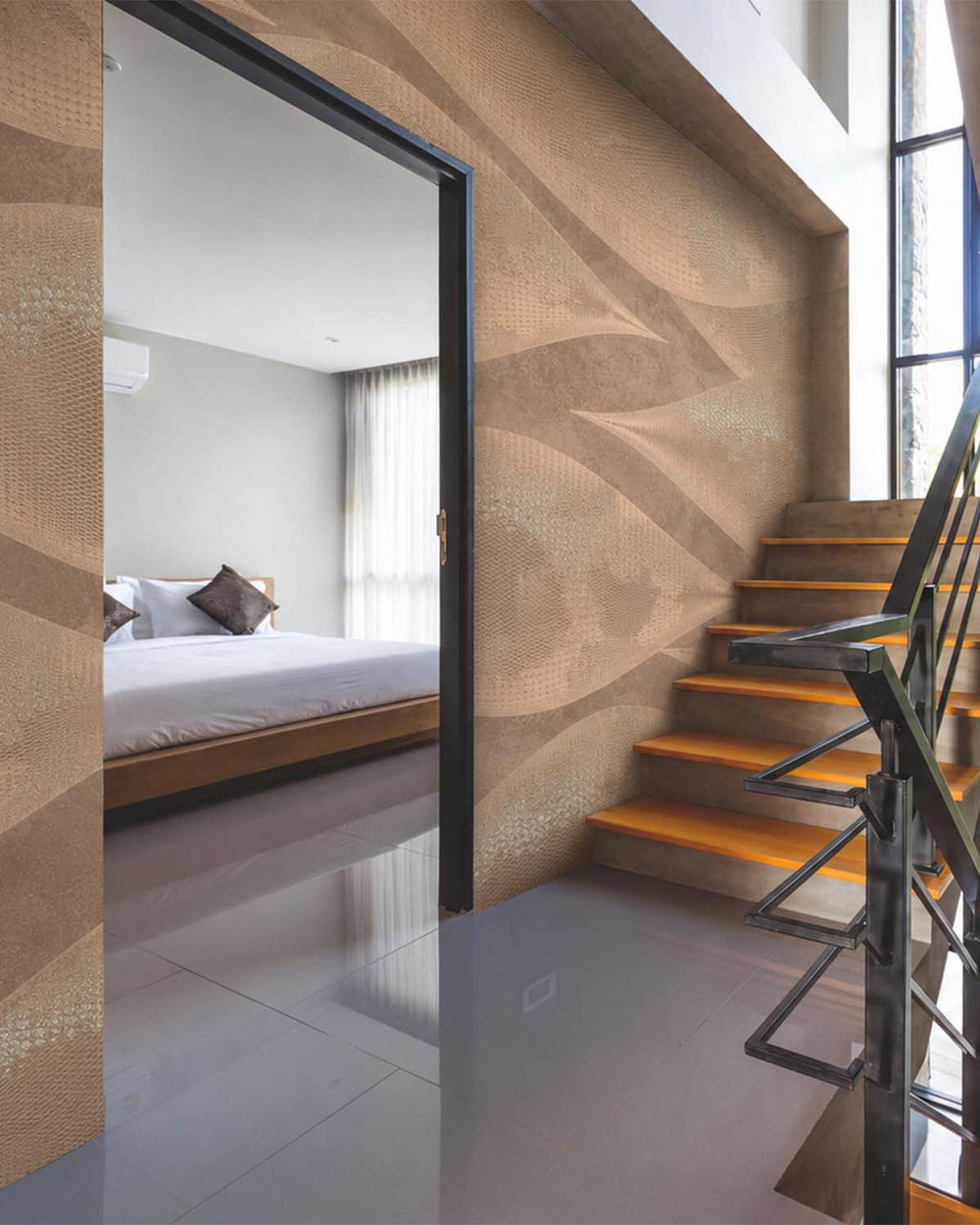 Sorrell Brown Abstract Overlapping Pods Mural M3037