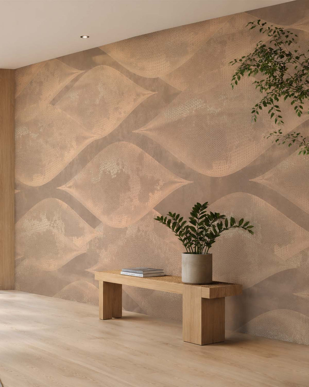Sorrell Brown Abstract Overlapping Pods Mural M3037