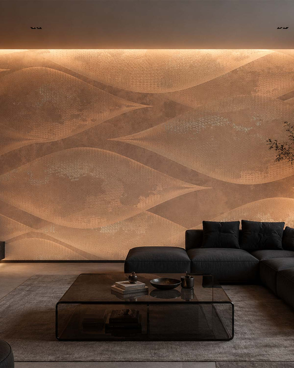 Sorrell Brown Abstract Overlapping Pods Mural M3037 - Sample