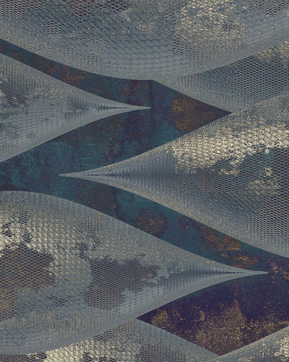 Azul Petroleo Abstract Overlapping Pods Mural M3038 - Sample