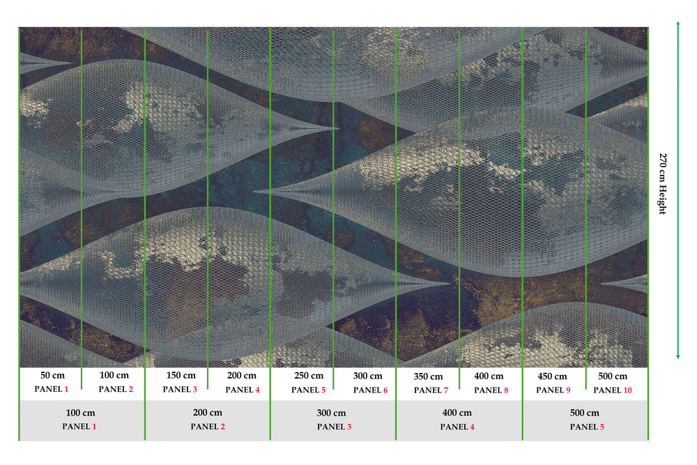 Azul Petroleo Abstract Overlapping Pods Mural M3038 - Sample