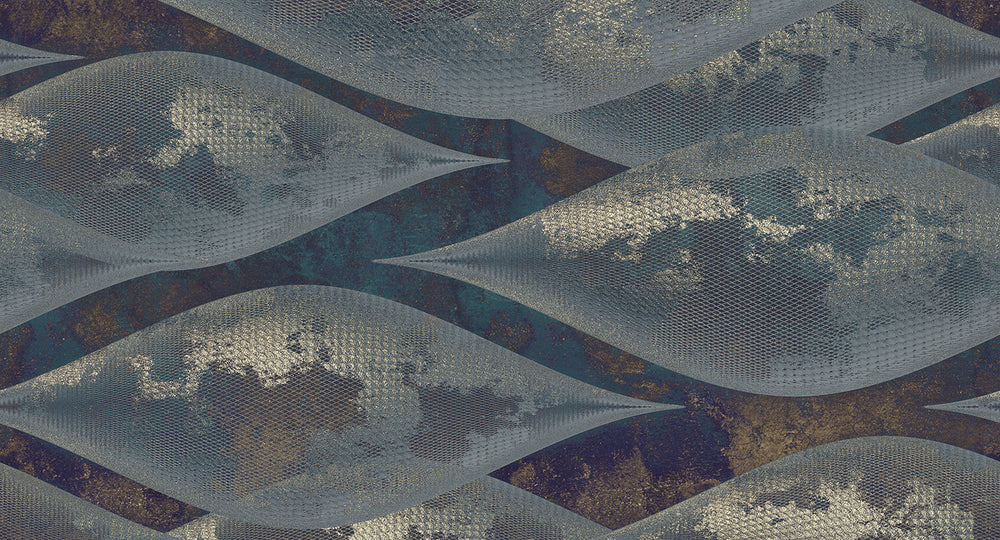 Azul Petroleo Abstract Overlapping Pods Mural M3038 - Sample