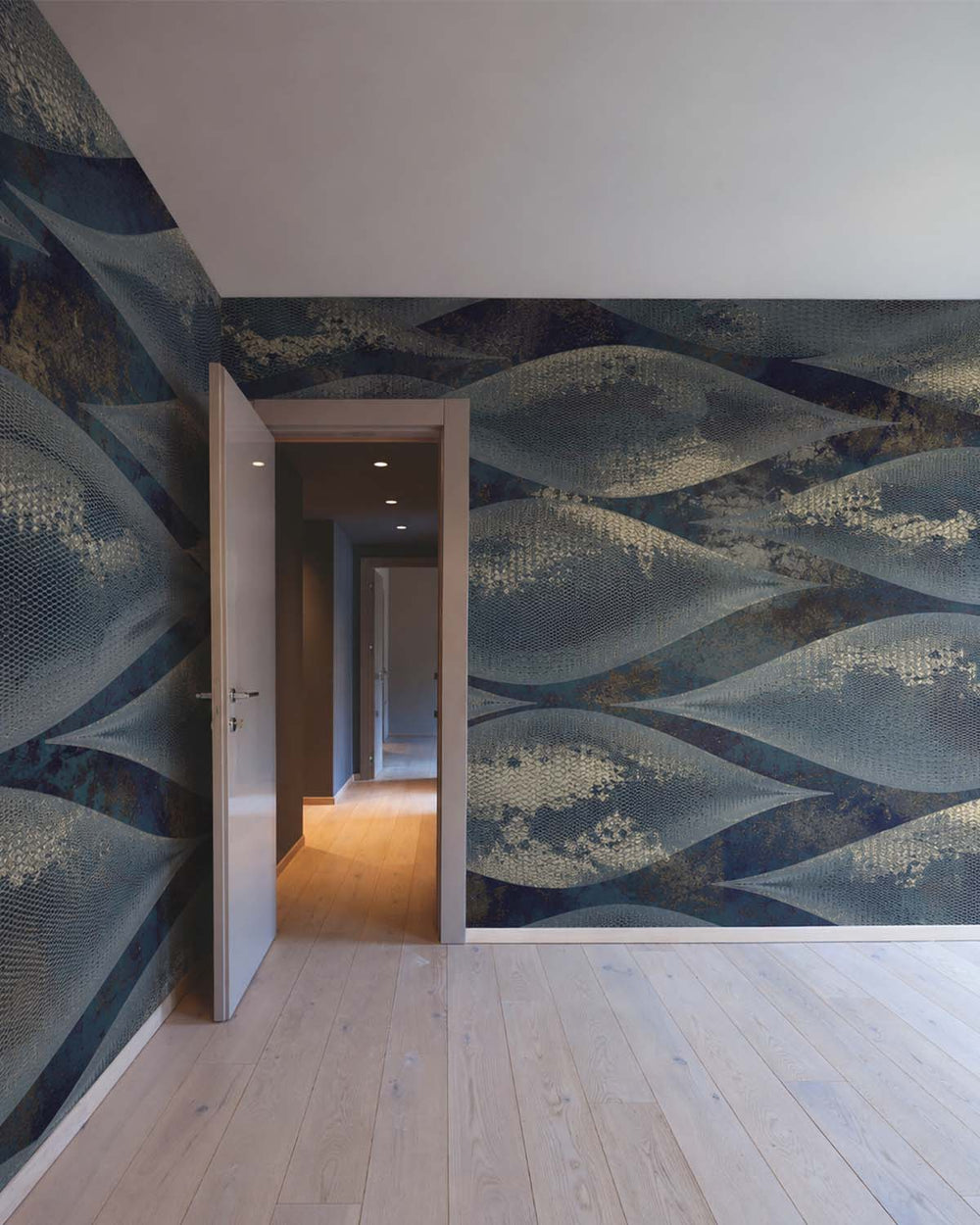 Azul Petroleo Abstract Overlapping Pods Mural M3038 - Sample