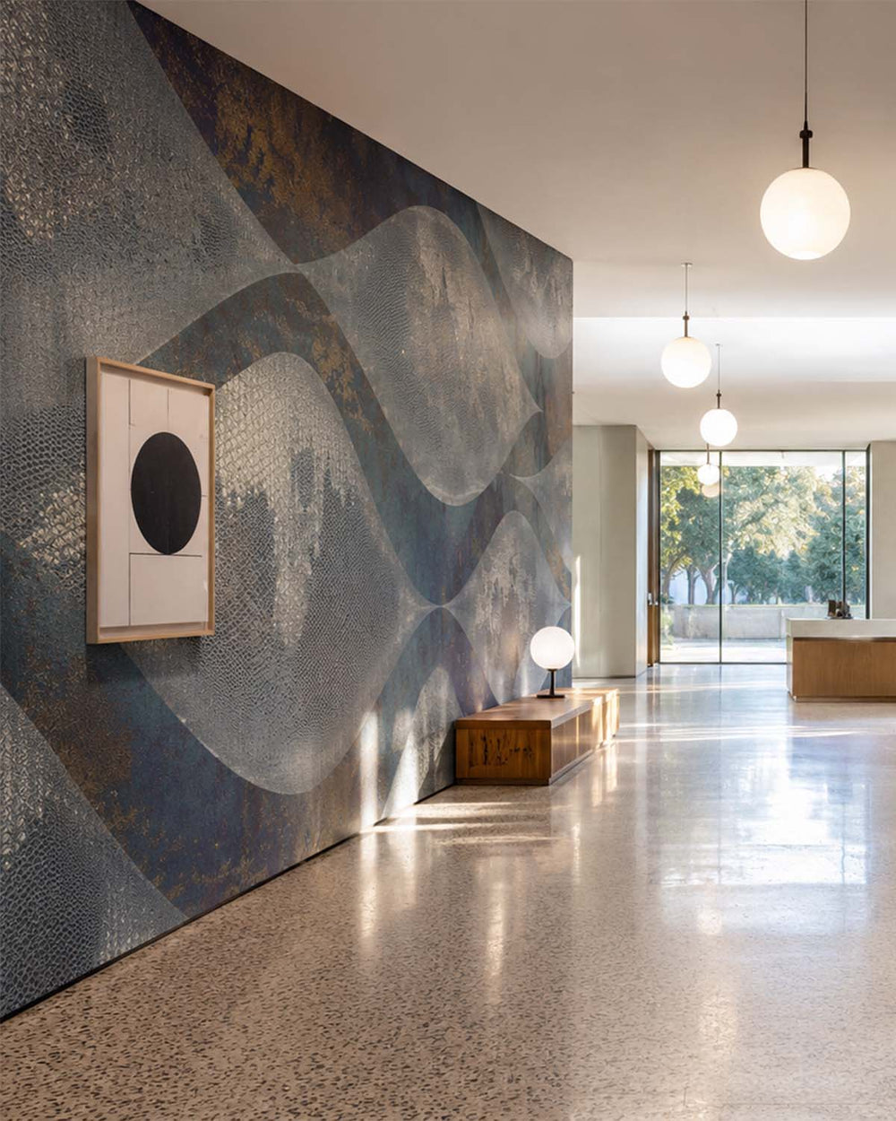 Azul Petroleo Abstract Overlapping Pods Mural M3038 - Sample