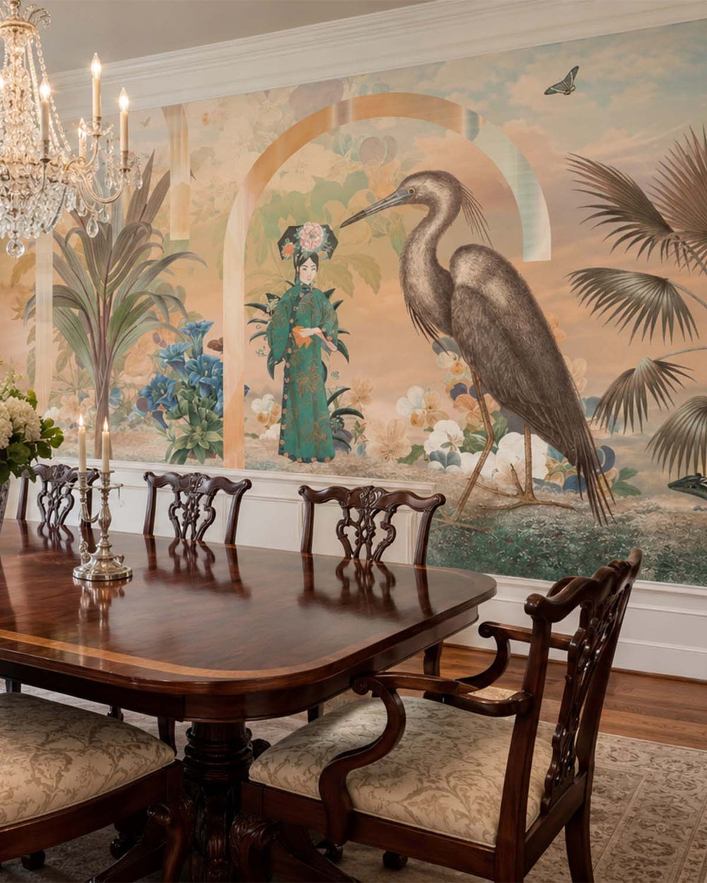 Seasonal Beige Art Deco Chinoiserie Mural M3039 - Sample
