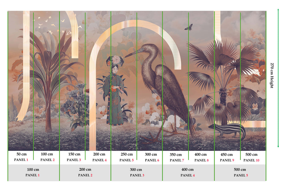 Tawny Birch Art Deco Chinoiserie Mural M3040