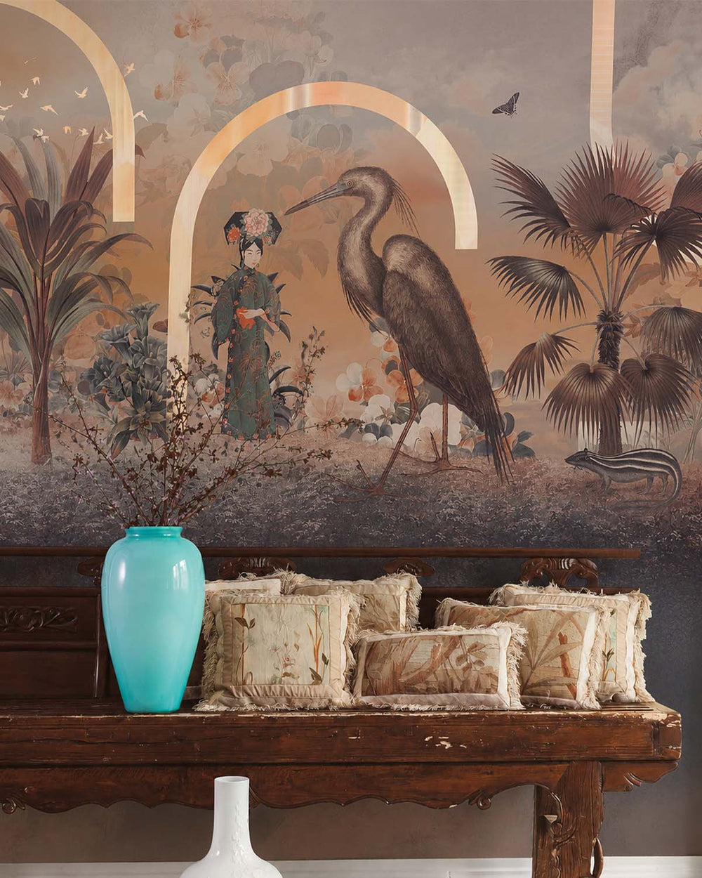 Tawny Birch Art Deco Chinoiserie Mural M3040