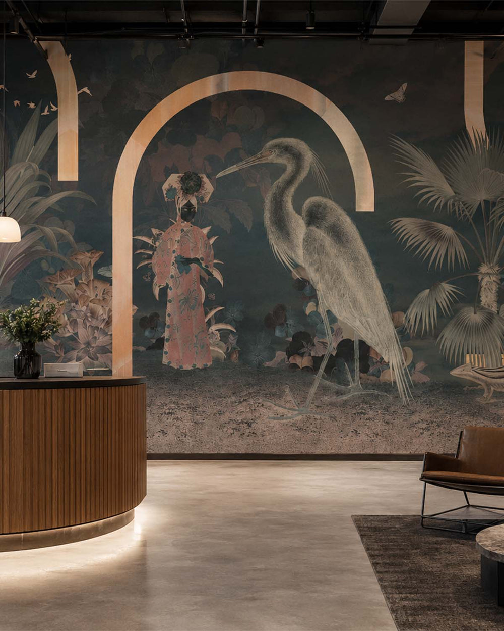 Refined Green Art Deco Chinoiserie Mural M3041 - Sample