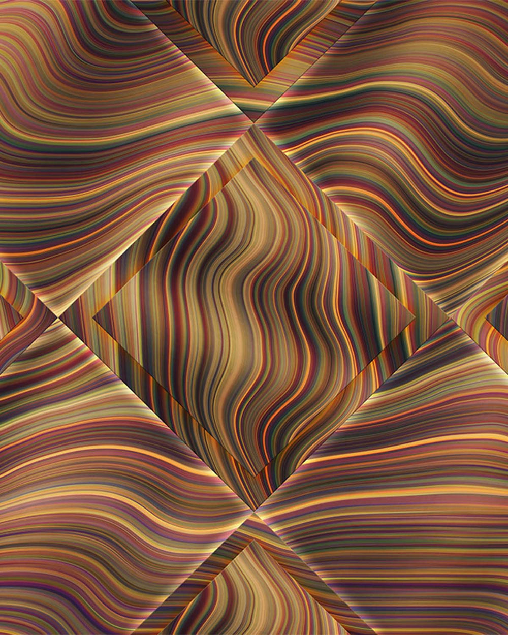 Windsor Wine Overlapping 3D Diamonds Mural M3045