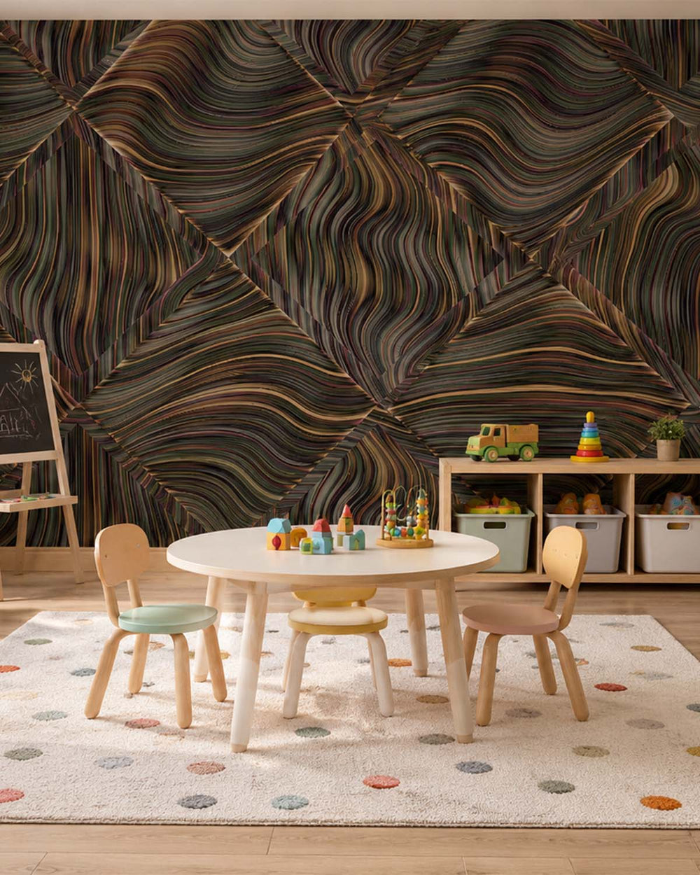 Mossy Bronze Overlapping 3D Diamonds Mural M3046