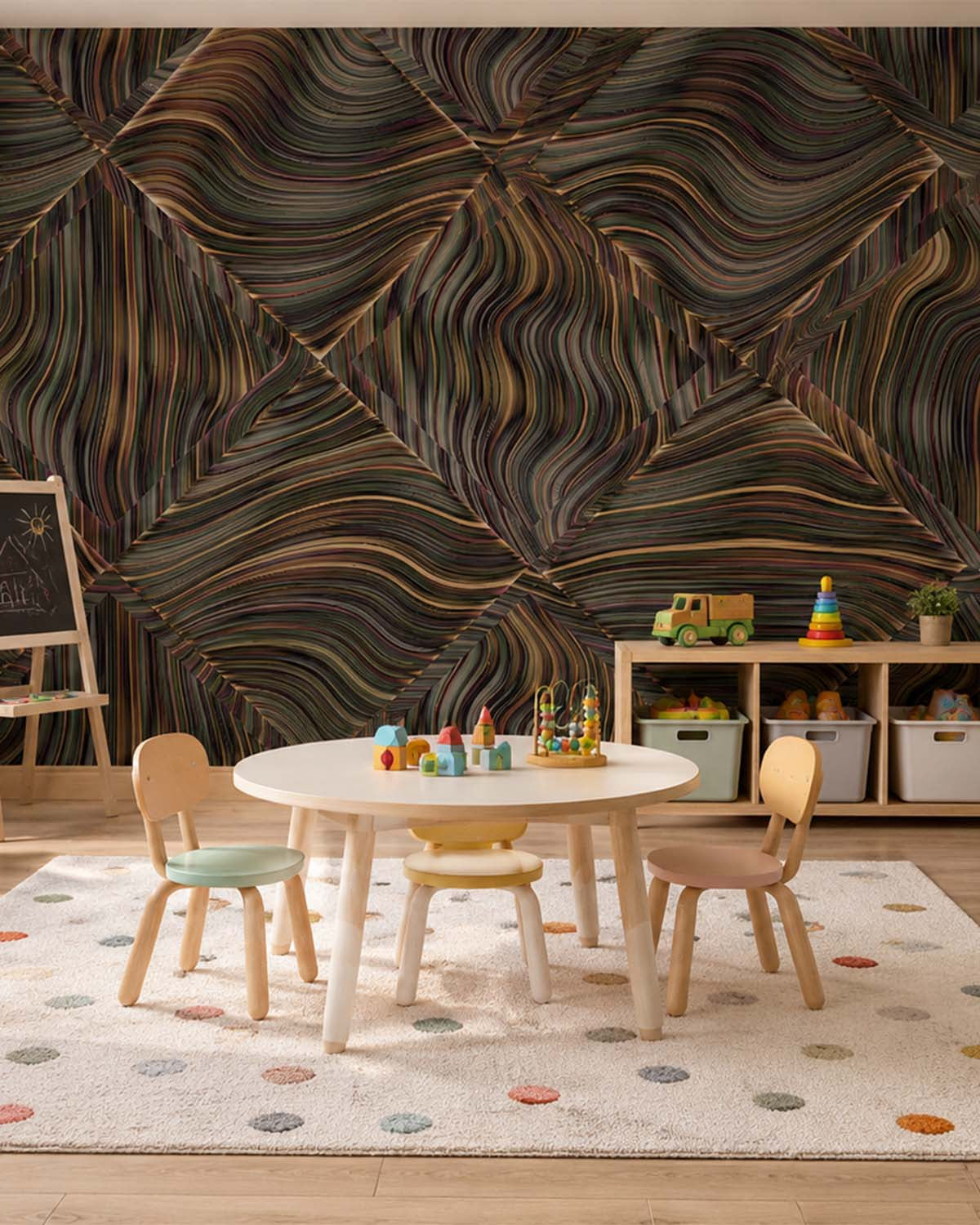 Mossy Bronze Overlapping 3D Diamonds Mural M3046 - Sample