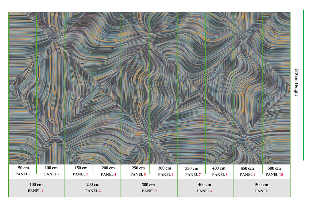 Scatman Blue Overlapping 3D Diamonds Mural M3047 - Sample