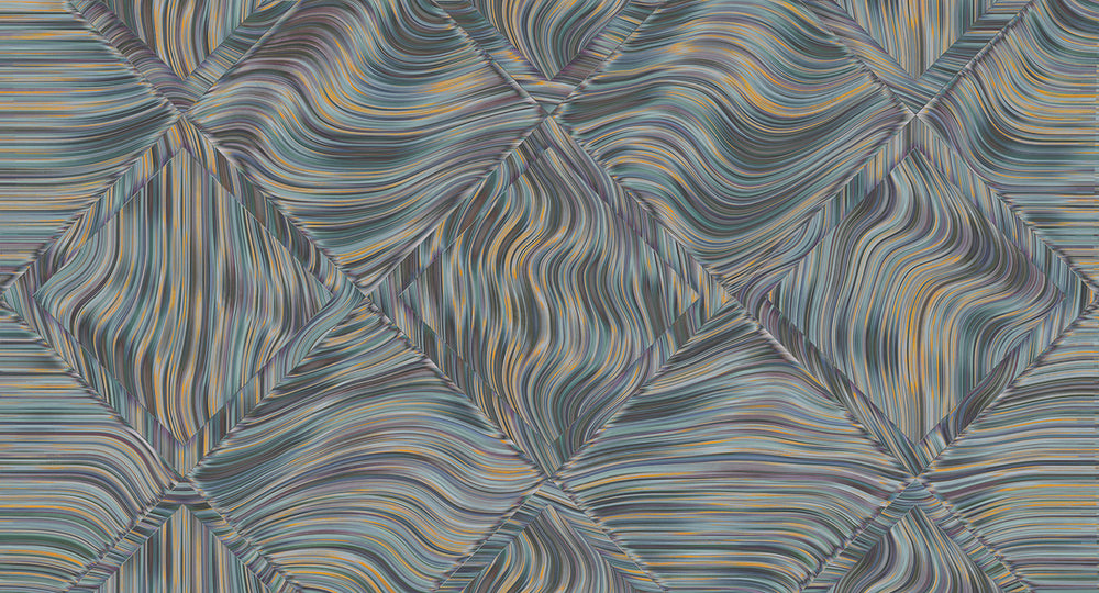 Scatman Blue Overlapping 3D Diamonds Mural M3047 - Sample