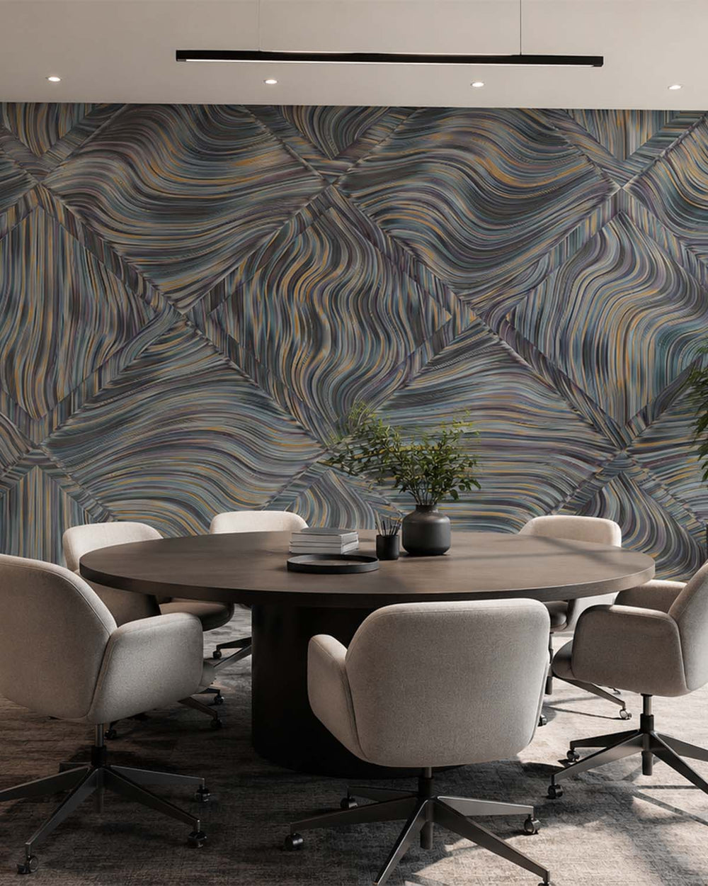 Scatman Blue Overlapping 3D Diamonds Mural M3047 - Sample