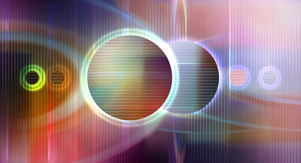 Purple Pennant Digital Cosmic Abstraction Mural M3049