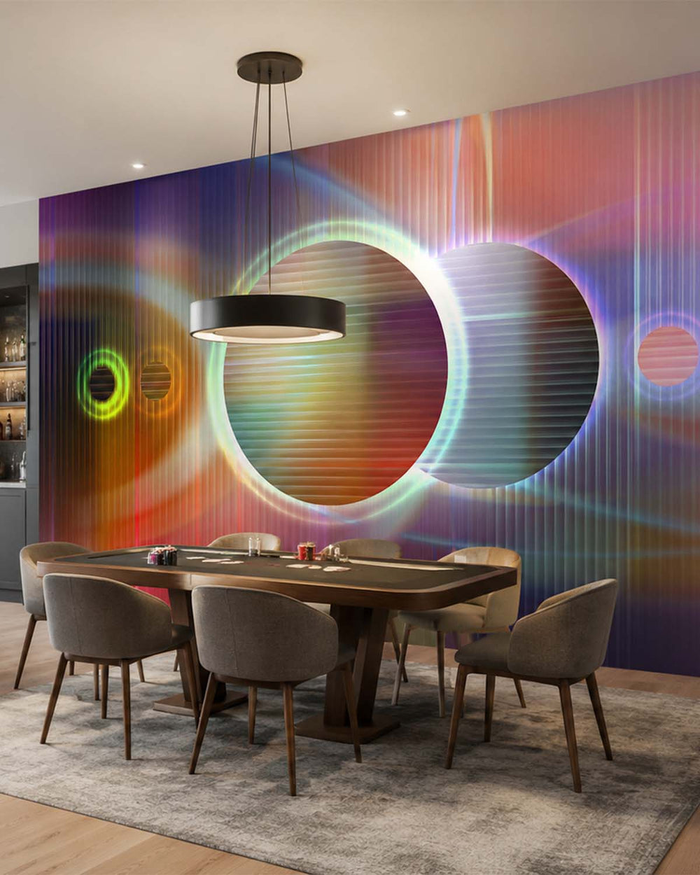 Purple Pennant Digital Cosmic Abstraction Mural M3049