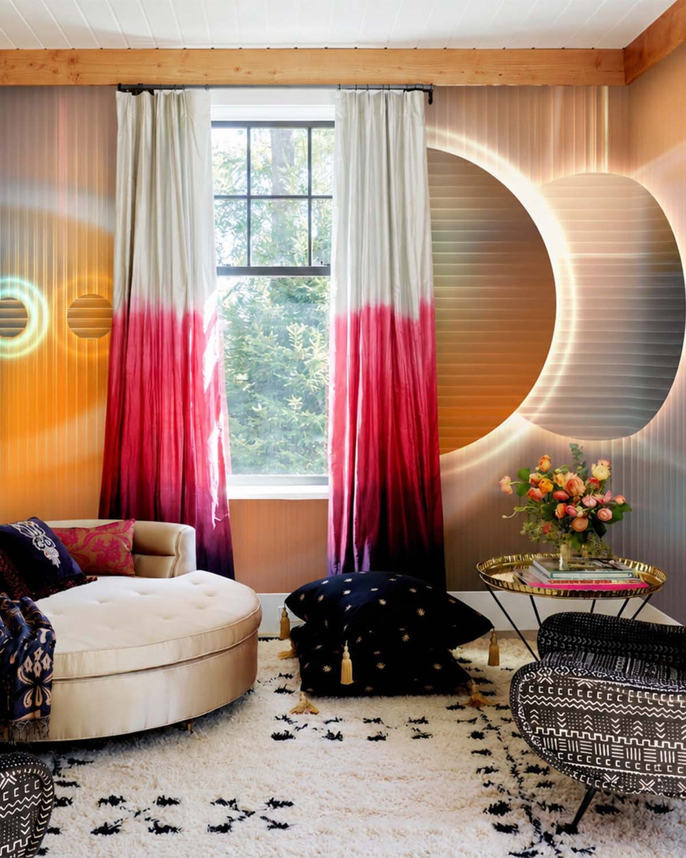 Soft Amber Digital Cosmic Abstraction Mural M3050