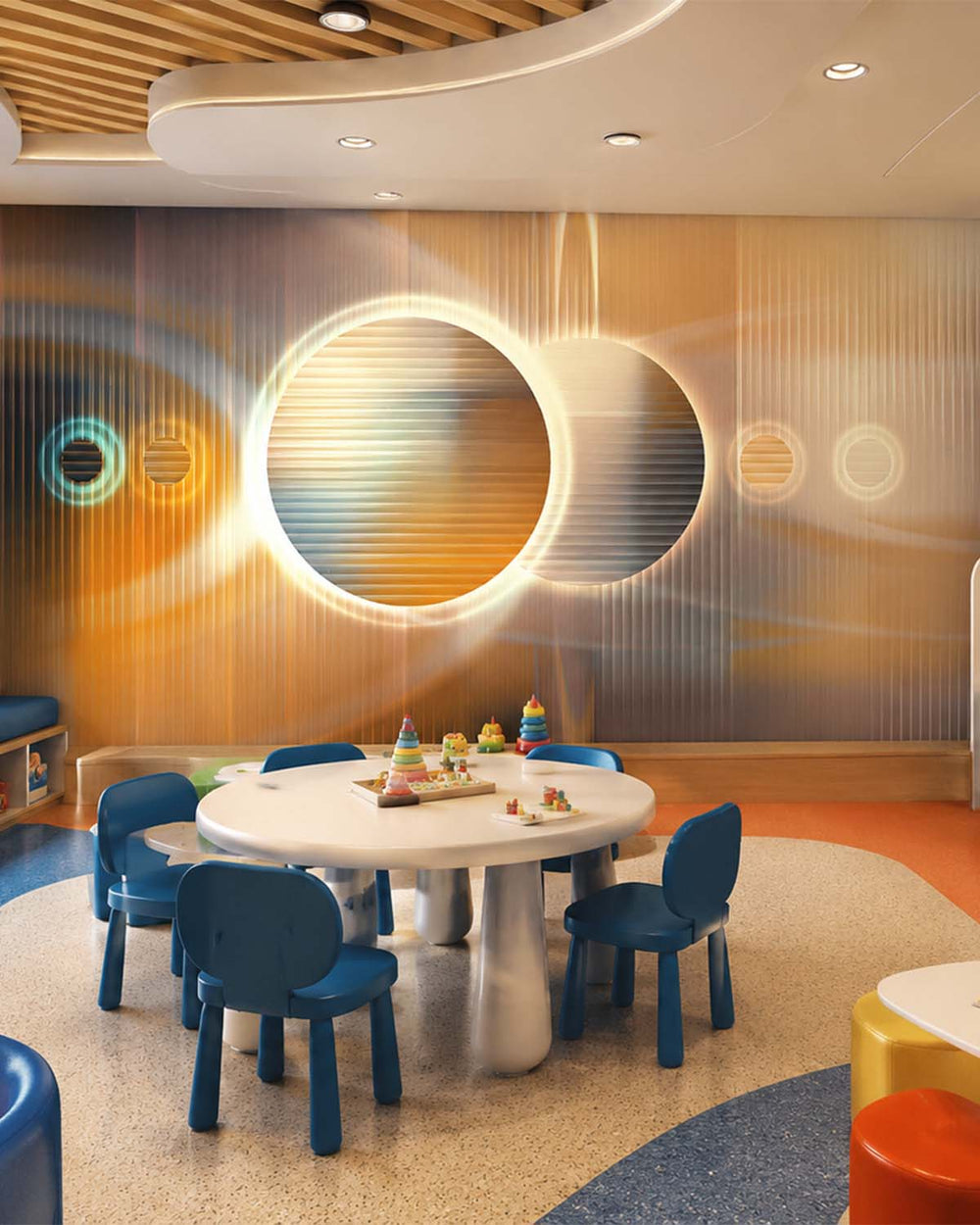 Soft Amber Digital Cosmic Abstraction Mural M3050