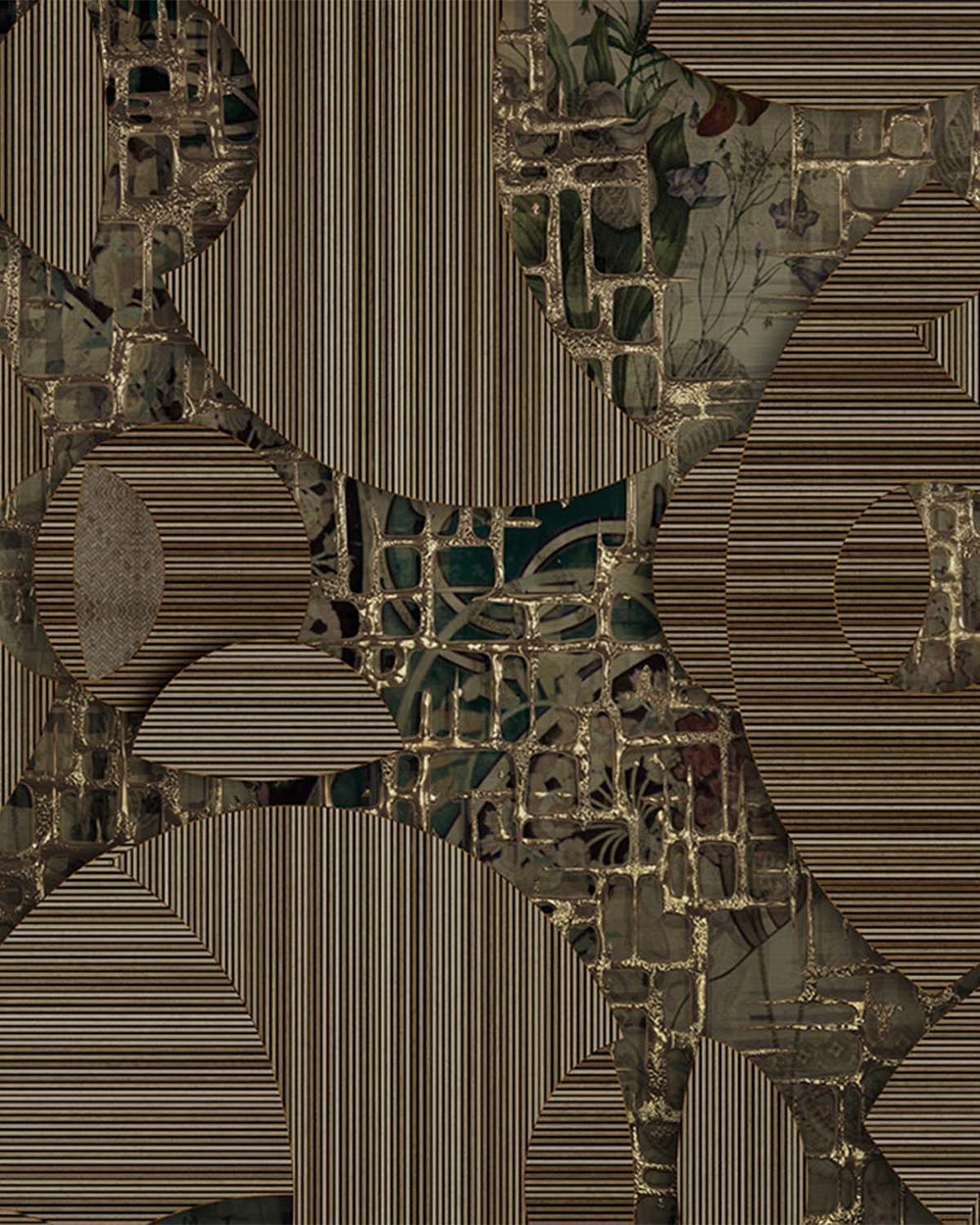 Cafe Noir Avant-garde Geometric Mosaic Mural M3051
