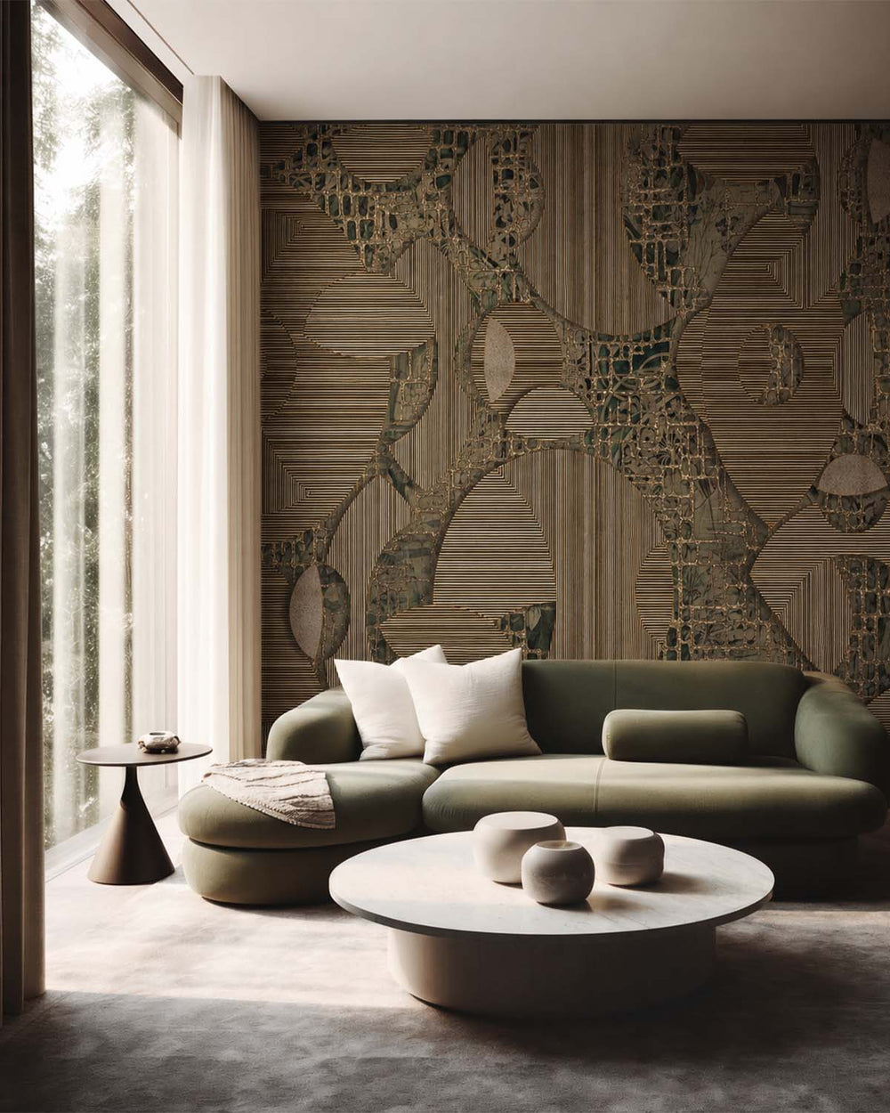 Cafe Noir Avant-garde Geometric Mosaic Mural M3051