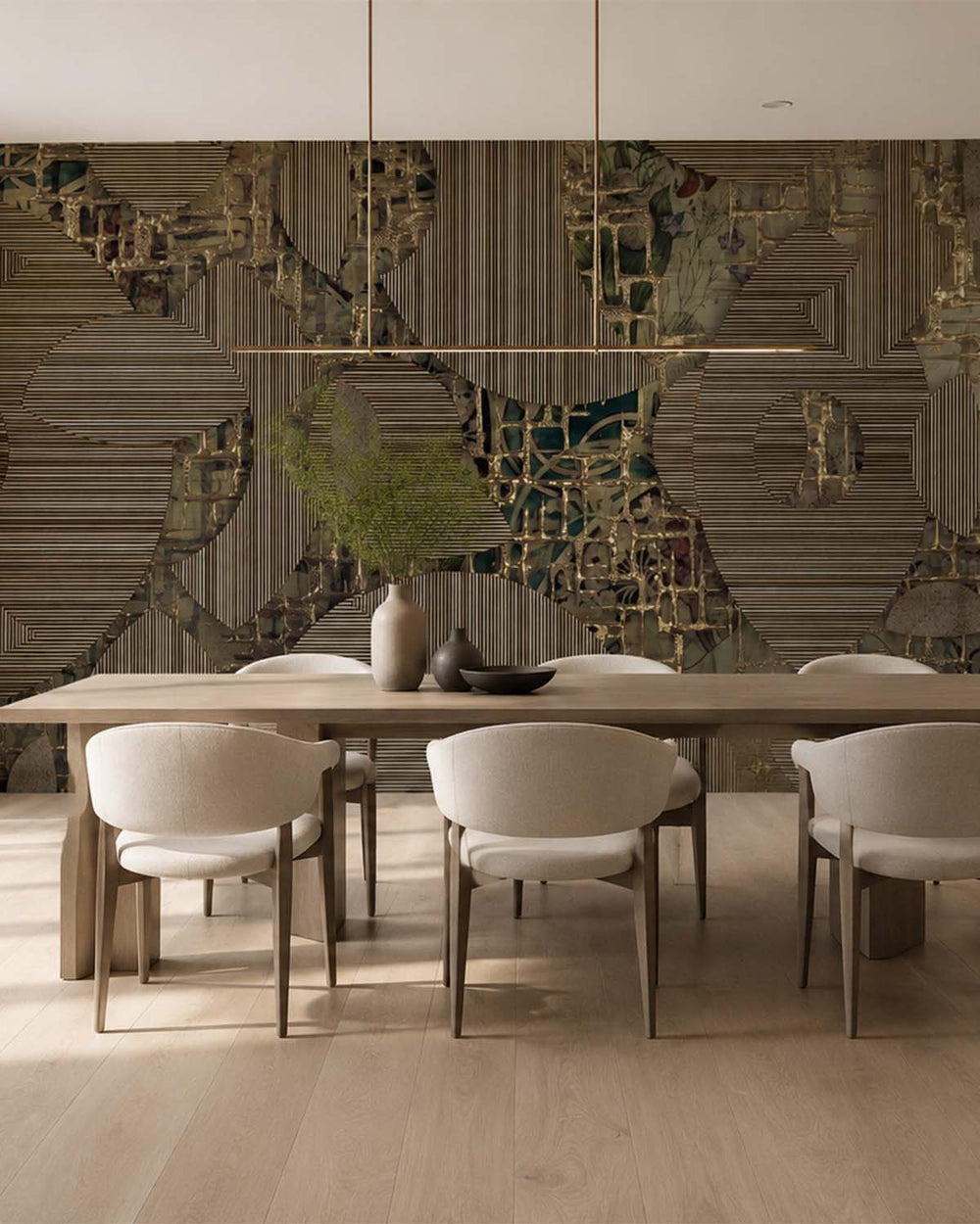 Cafe Noir Avant-garde Geometric Mosaic Mural M3051