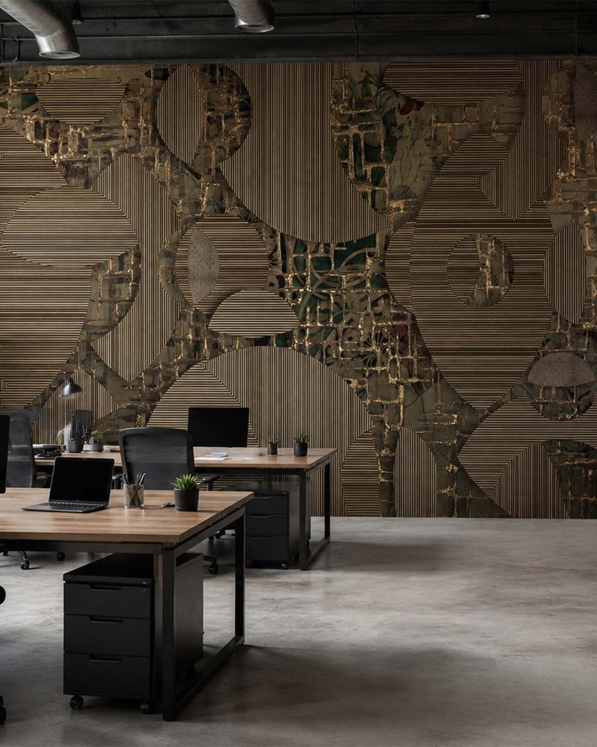 Cafe Noir Avant-garde Geometric Mosaic Mural M3051 - Sample