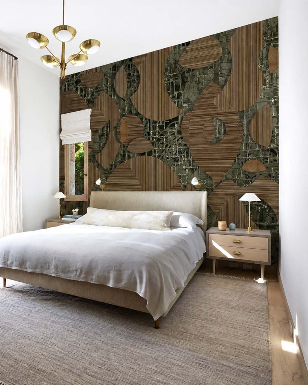 Hashibami Brown Avant-garde Geometric Mosaic Mural M3052