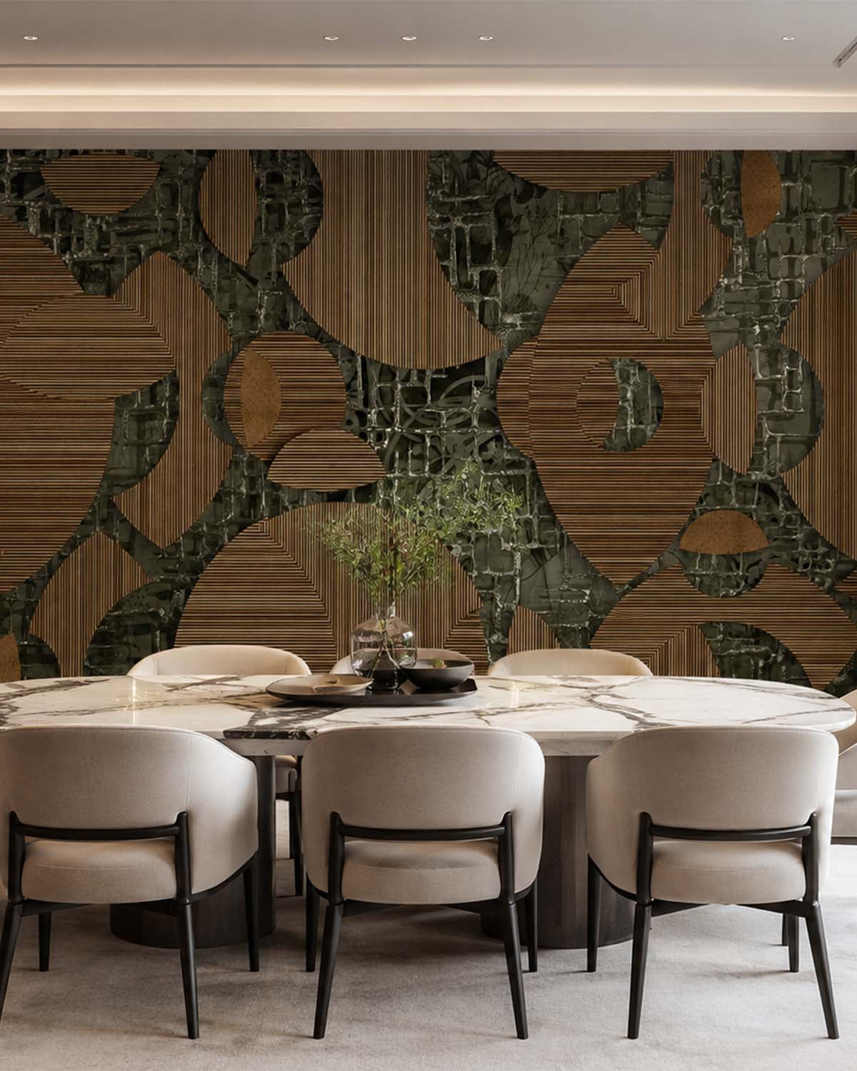 Hashibami Brown Avant-garde Geometric Mosaic Mural M3052 - Sample